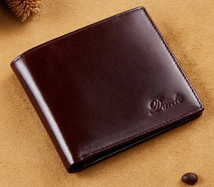 Men's Genuine Leather Letter Pattern Vertical Trendy Wallet