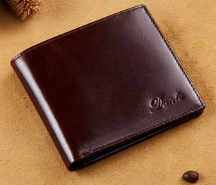 Men's Genuine Leather Letter Pattern Vertical Trendy Wallet