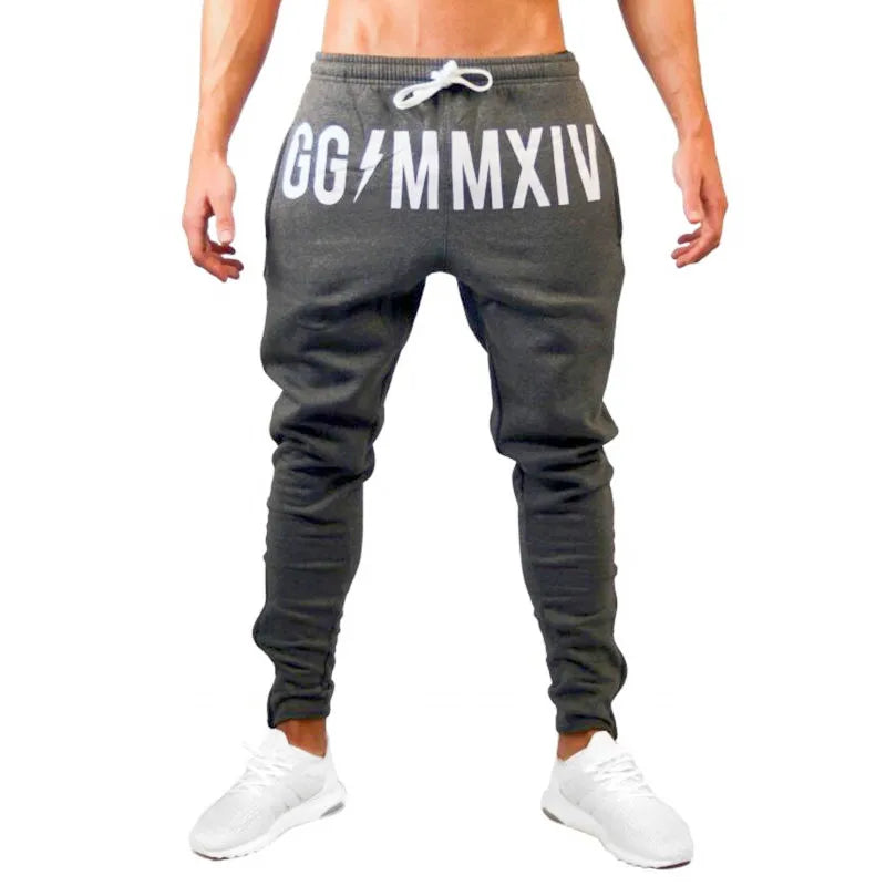 Men's Cotton Drawstring Closure Running Gym Sportswear Trousers