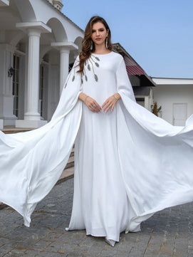 Women's Arabian Polyester Full Sleeves Embroidered Casual Dress