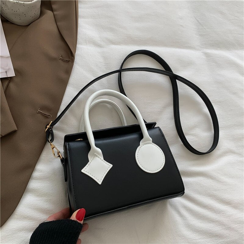 Women's PU Leather Cover Closure Patchwork Pattern Shoulder Bag