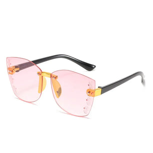 Kid's Cat Eye Polycarbonate Frame Rimless UV400 Trendy Sunglasses