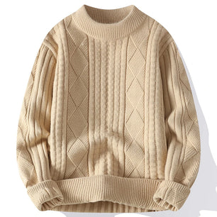 Men's Polyester Full Sleeves Patchwork Pullover Casual Sweater