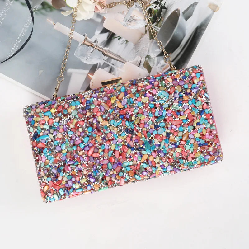 Women's Polyester Hasp Closure Sequined Pattern Wedding Clutch