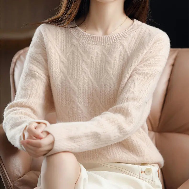 Women's Acrylic O-Neck Full Sleeves Knitted Pullover Sweater