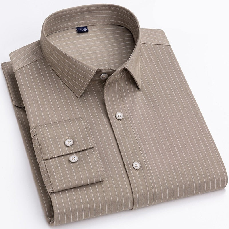 Men's Bamboo Fiber Turn-Down Collar Single Breasted Formal Shirt