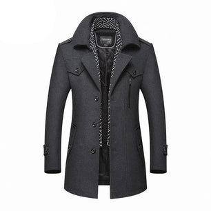 Men's Wool Turn-Down Collar Full Sleeves Single Breasted Jacket