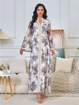 Women's Arabian Polyester Full Sleeve Printed Pattern Casual Dress