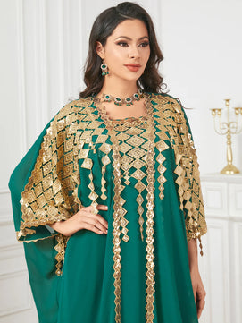 Women's Arabian Polyester Full Sleeves Embroidery Pattern Dress