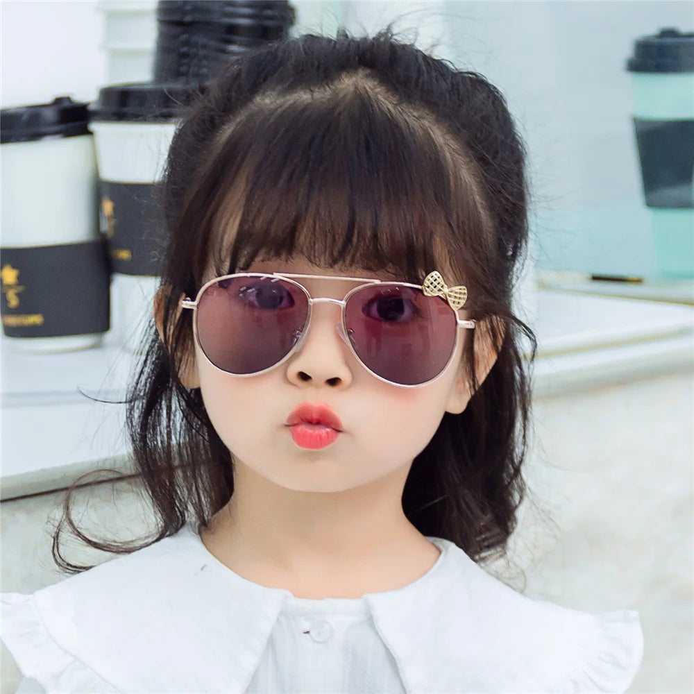 Kid's Alloy Frame Plastic Lens Oval Shaped Party Sunglasses