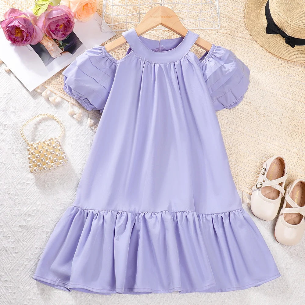 Baby Girl's Polyester Short Sleeves Pleated Pattern Party Dress