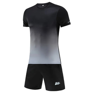 Men's Spandex O-Neck Short Sleeve Printed Breathable Sports Set