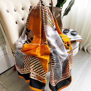 Women's Silk Neck Wrap Printed Pattern Trendy Beach Scarves