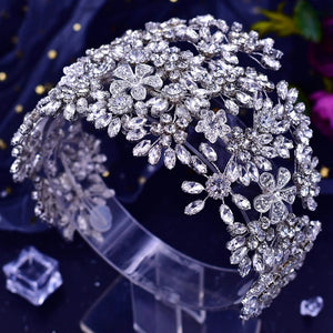 Women's Rhinestone Flower Pattern Tiaras Bridal Wedding Crown
