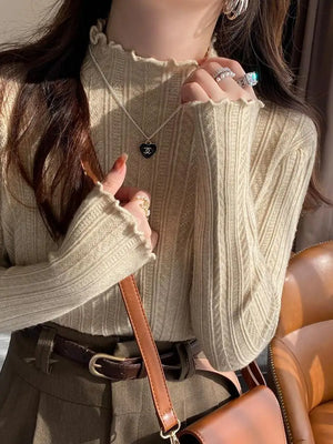 Women's Polyester Turtleneck Full Sleeves Solid Pattern Sweater