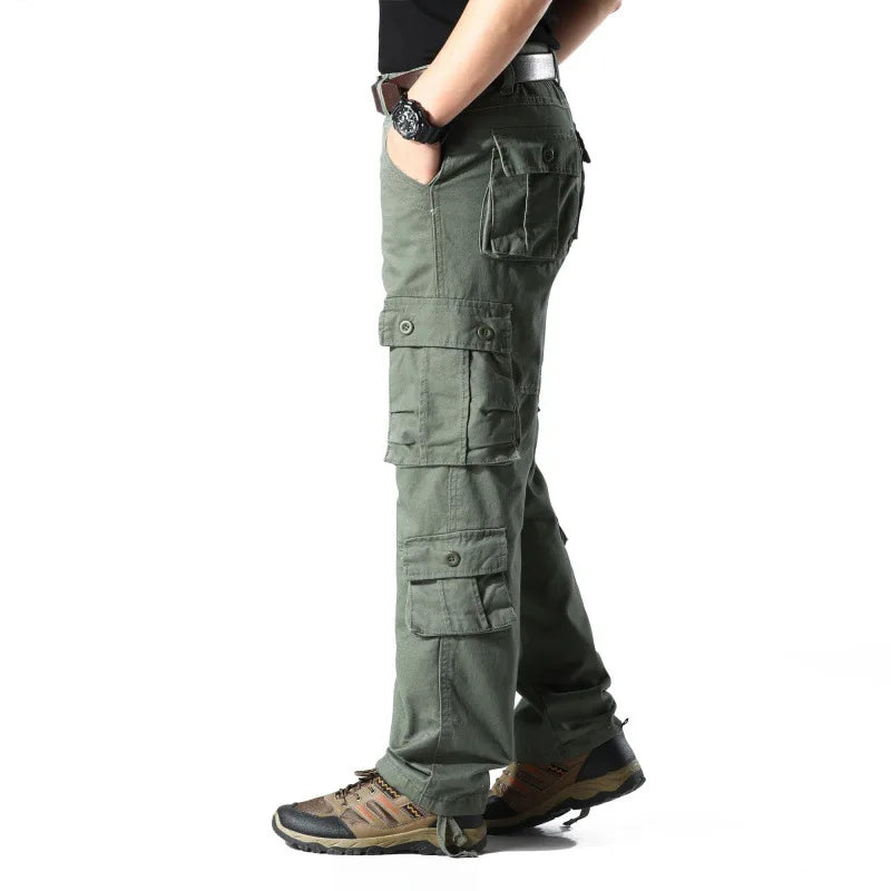 Men's Cotton Mid Waist Zipper Fly Closure Solid Pattern Trousers