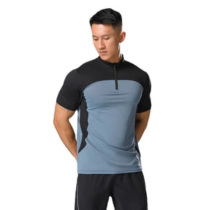 Men's Polyester Short Sleeve Stand Collar Sportswear T-Shirt