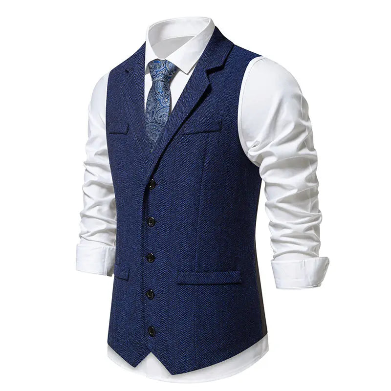 Men's Polyester Sleeveless Single Breasted Slim Formal Vests