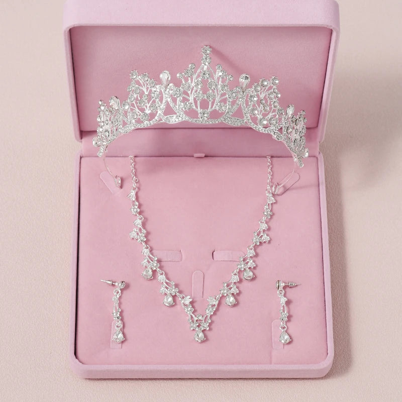 Women's Zinc Alloy Water Drop Bridal Wedding Crown Jewelry Sets