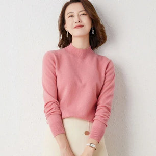 Women's Cashmere O-Neck Full Sleeves Pullover Winter Sweater