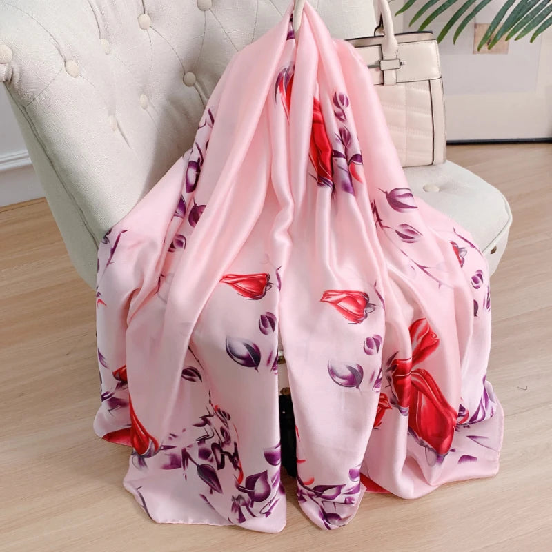 Women's Silk Neck Wrap Printed Pattern Trendy Beach Scarves