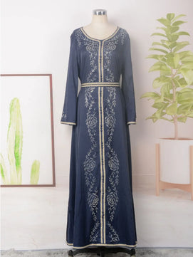 Women's Arabian Polyester Full Sleeves Embroidery Casual Dress