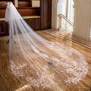 Women's Polyester Lace Edge Two-Layer Cathedral Wedding Veils