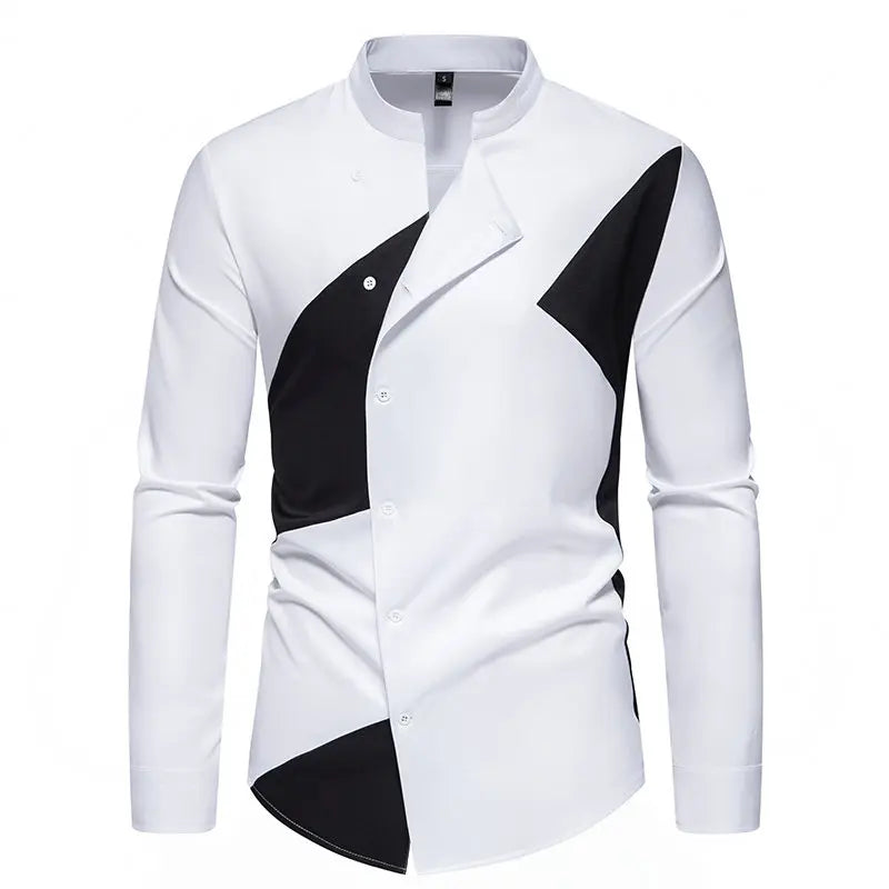 Men's Polyester Stand Collar Full Sleeves Single Breasted Shirts