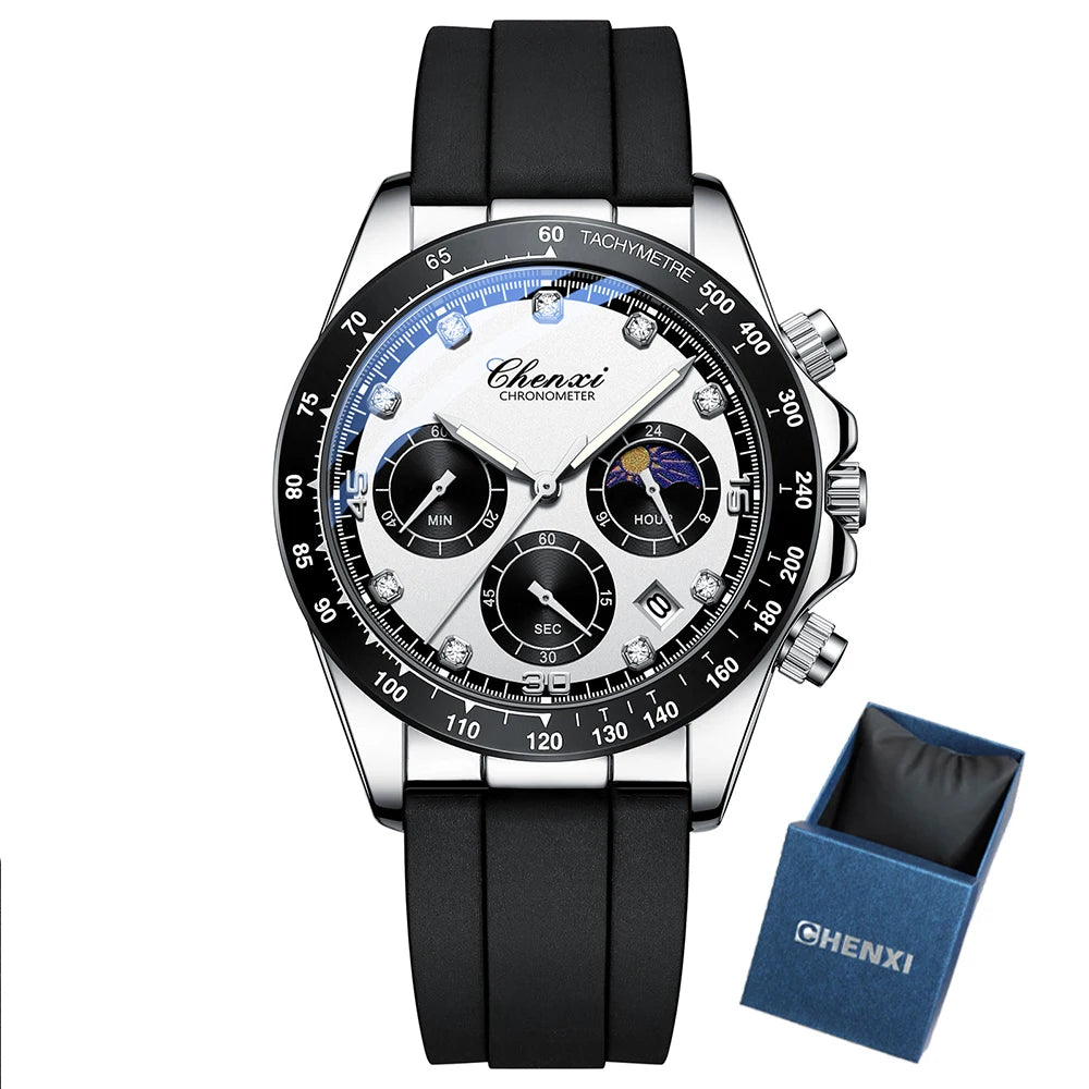 Men's Stainless Steel Round Shaped Waterproof Quartz Wrist Watch