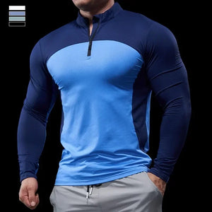 Men's Polyester Long Sleeve Pullover Closure Casual T-Shirt