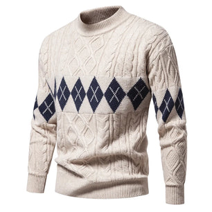 Men's Acrylic O-Neck Full Sleeve Knitted Pattern Casual Sweater