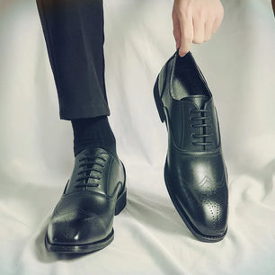 Men's Microfiber Square Toe Lace-Up Closure Formal Wedding Shoes
