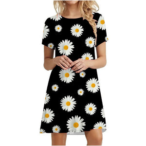 Women's Polyester Short Sleeves Floral Pattern Mini Casual Dress