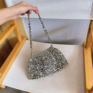 Women's Metallic Hasp Closure Sequined Vintage Shoulder Bag