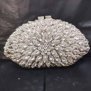 Women's Metallic Hasp Closure Rhinestone Luxury Wedding Clutch