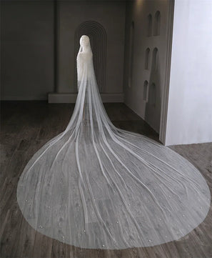 Women's Polyester Bead Edge One-Layer Cathedral Wedding Veils