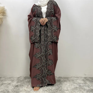 Women's Arabian Polyester Full Sleeves Printed Pattern Casual Abaya