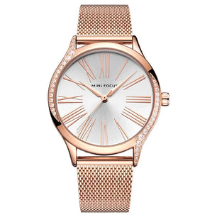 Women's Stainless Steel Folding Clasp Waterproof Quartz Watch