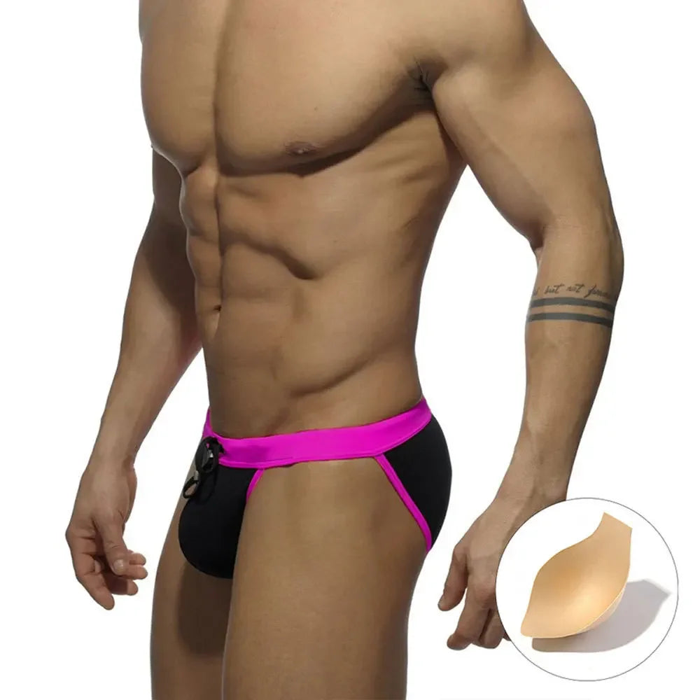 Men's Polyester Drawstring Closure Mixed Colors Bathing Brief