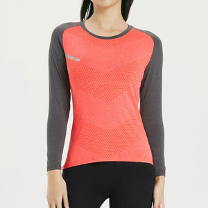 Women's Nylon Long Sleeves Mixed Colors Pattern Yoga Fitness Tops