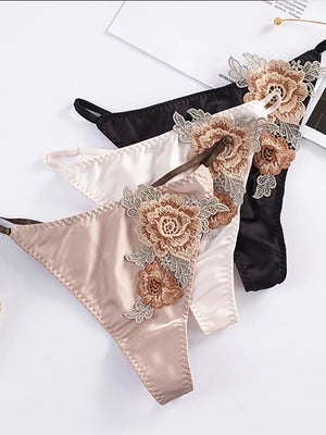 Women's Nylon Low Waist Breathable Floral Pattern Sexy Panties