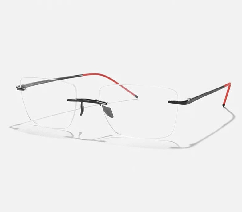 Men's Titanium Frame Rimless Square Shaped Prescription Glasses