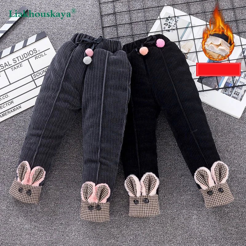 Kid's Cotton High Elastic Waist Closure Solid Pattern Pants