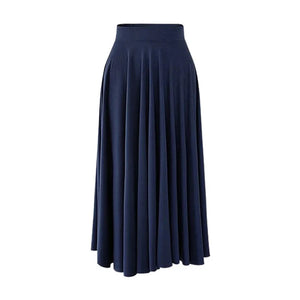 Women's Cotton Elastic High Waist Pleated Pattern Casual Skirts