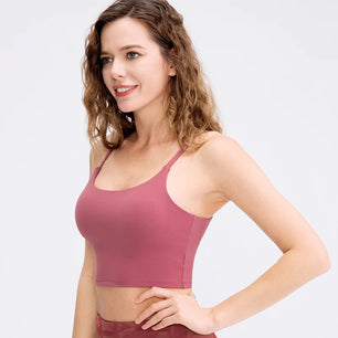 Women's Nylon Square-Neck Sleeveless Push Up Yoga Workout Top