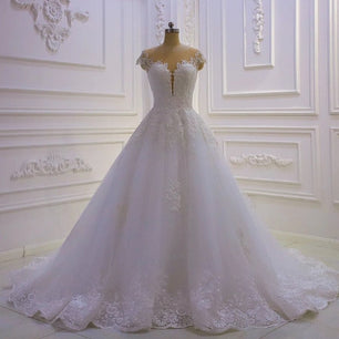 Women's Sweetheart-Neck Sleeveless Court Train Wedding Dress