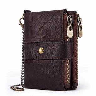 Men's Genuine Leather Card Holder Solid Pattern Trendy Wallets