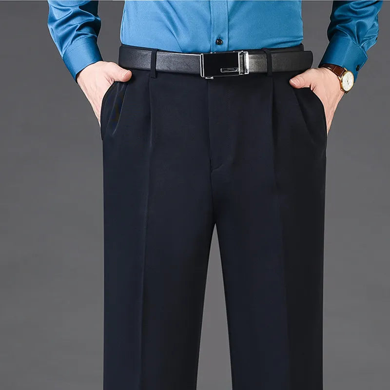 Men's Rayon Zipper Fly Closure Full Length Formal Wear Pants