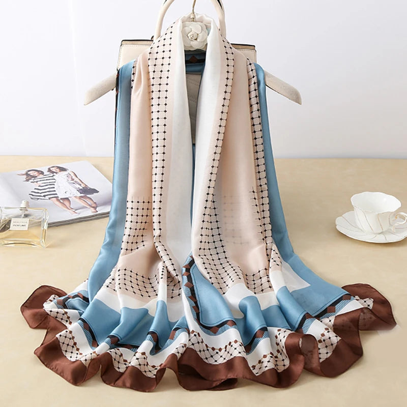 Women's Silk Neck Wrap Printed Pattern Trendy Beach Scarves