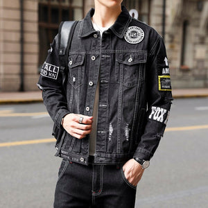 Men's Cotton Turn-Down Collar Single Breasted Slim Casual Jacket